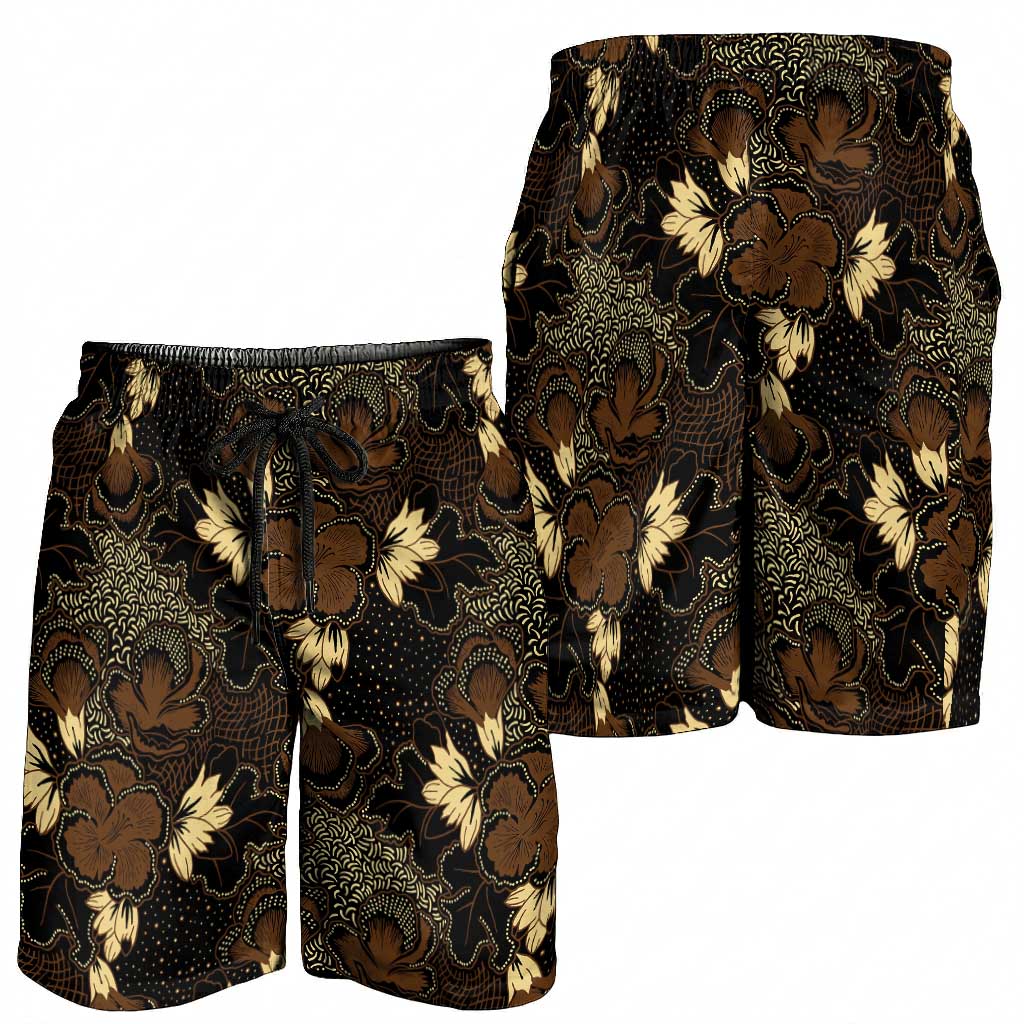 Javanese Batik Semen Shorts for Men Indonesian Traditional Pattern