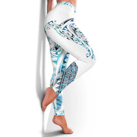 Kahui Whetu Paua Shell Kowhaiwhai Taniko Leggings Manta Ray Shark-Turtle Maori Tribal Style