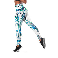 Kahui Whetu Paua Shell Kowhaiwhai Taniko Leggings Turtle Tattoo Maori Tribal Style