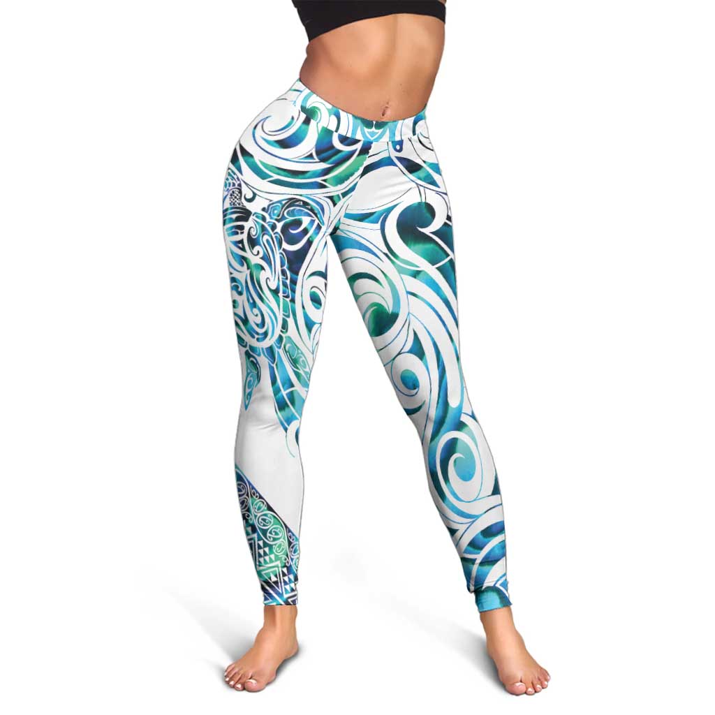 Kahui Whetu Paua Shell Kowhaiwhai Taniko Leggings Turtle Tattoo Maori Tribal Style