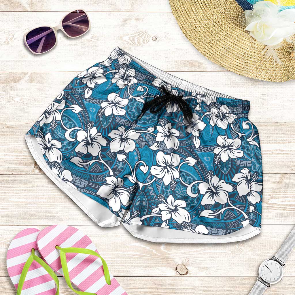 Karakarawa Bula Fiji Shorts for Women Fijian Tapa Seamless Hibiscus - Polynesian Pride
