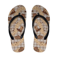 Khaki Palaka Hawaii Cowboy Flip Flops Puakenikeni Lei Paniolo Papale Seamless Vibes - Polynesian Pride