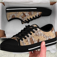 Khaki Palaka Hawaii Cowboy Low Top Shoes Puakenikeni Lei Paniolo Papale Seamless Vibes - Polynesian Pride