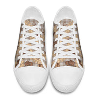 Khaki Palaka Hawaii Cowboy Low Top Shoes Puakenikeni Lei Paniolo Papale Seamless Vibes - Polynesian Pride