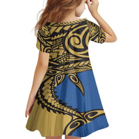 Polynesian Family Matching Outfit Samoan Shark Polynesian Tribal Off Shoulder Long Sleeve Dress And Shirt Family Set