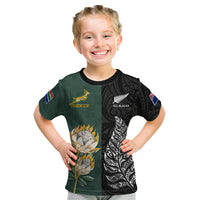South Africa Protea and New Zealand Fern T Shirt Rugby Go Springboks vs All Black Ver.02 LT13