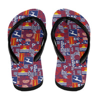 Kiribati Tekeraoi n te Kiritimati Flip Flops Pacific Patchwork Xmas Vibes - Polynesian Pride