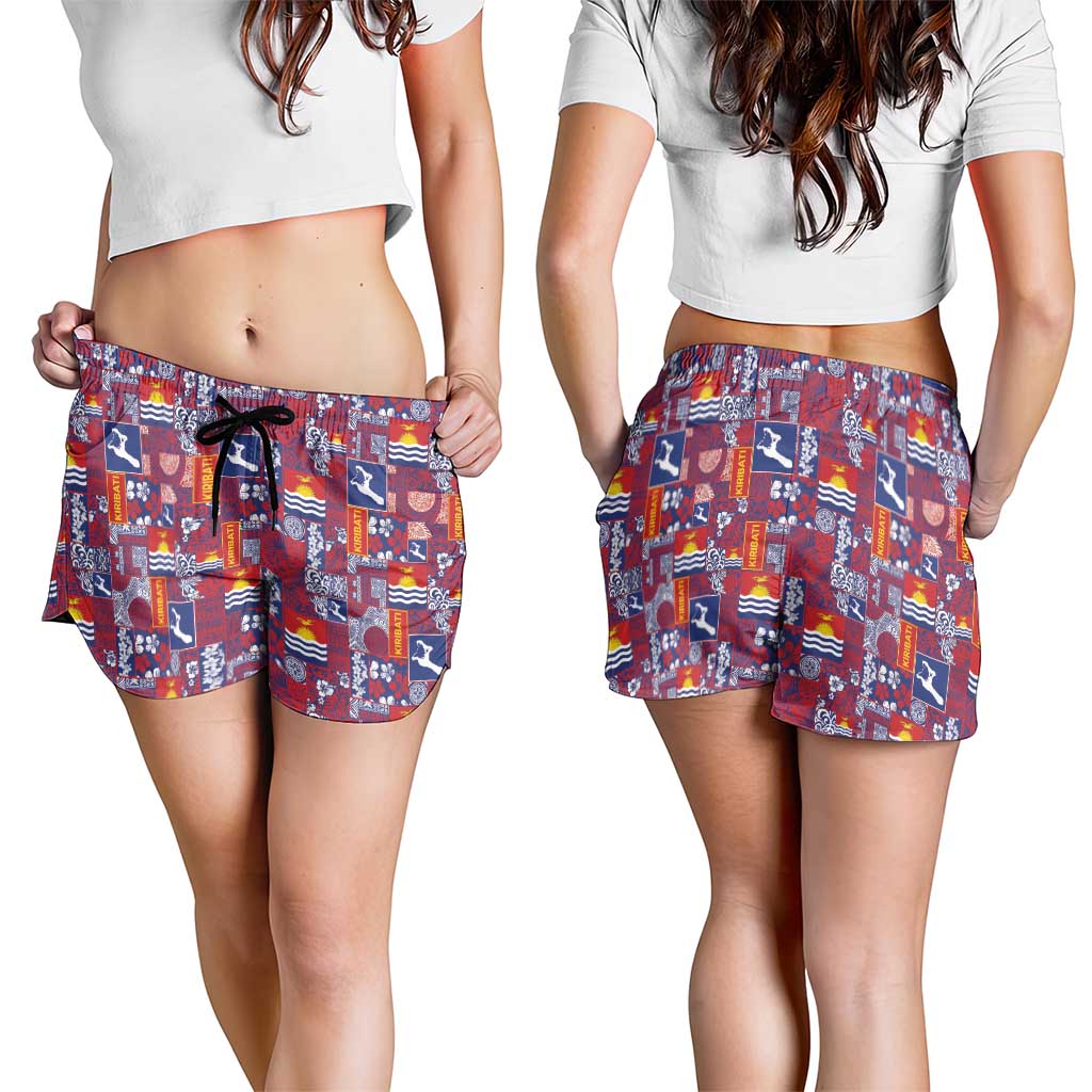 Kiribati Tekeraoi n te Kiritimati Shorts for Women Pacific Patchwork Xmas Vibes - Polynesian Pride