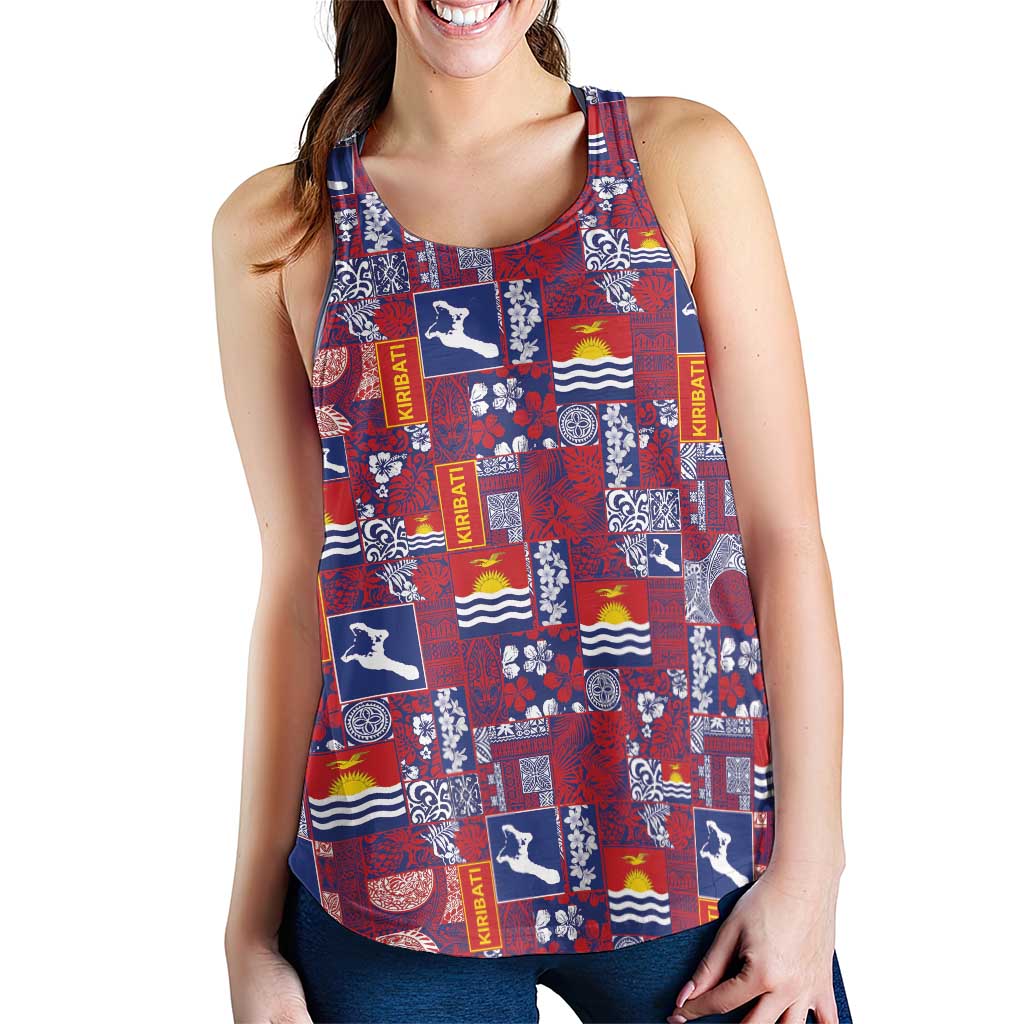 Kiribati Tekeraoi n te Kiritimati Women Racerback Tank Pacific Patchwork Xmas Vibes - Polynesian Pride