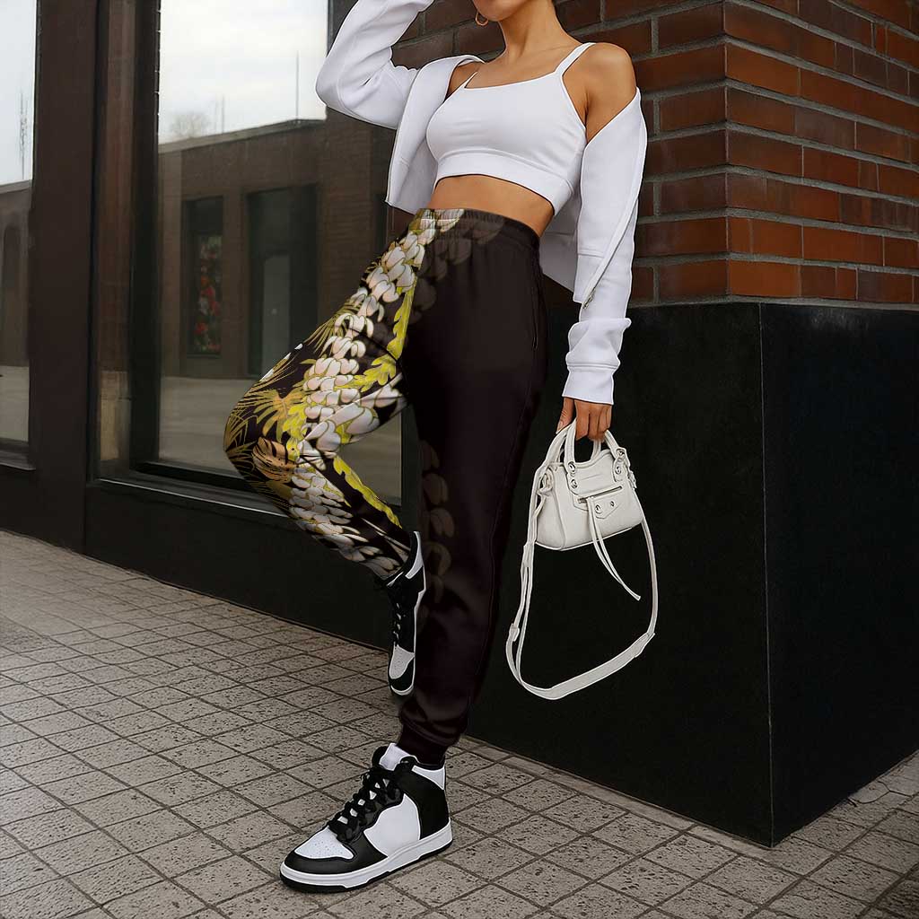 Kula Aloha Hawaii Lei Jogger Pants Tropical Flowers Elegant Vibe - Polynesian Pride