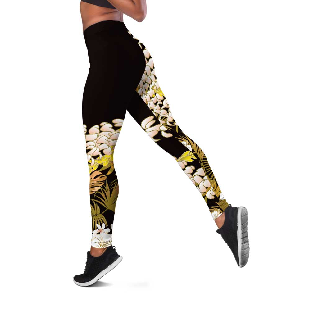 Kula Aloha Hawaii Lei Leggings Tropical Flowers Elegant Vibe - Polynesian Pride