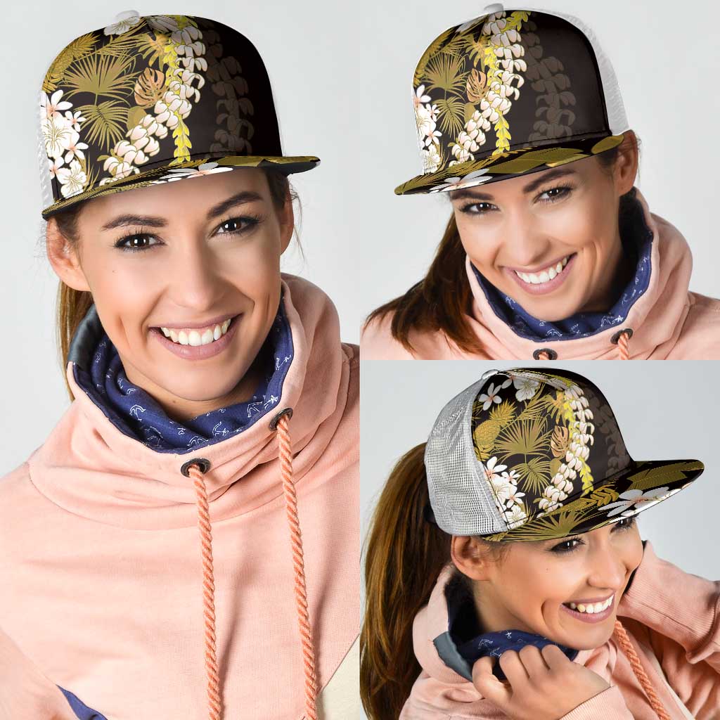Kula Aloha Hawaii Lei Mesh Trucker Cap Tropical Flowers Elegant Vibe - Polynesian Pride
