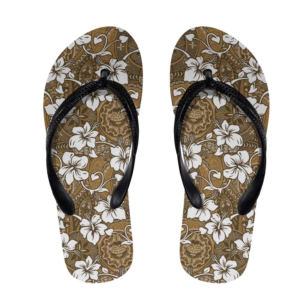 Kuvui Bula Fiji Flip Flops Fijian Tapa Seamless Hibiscus - Polynesian Pride