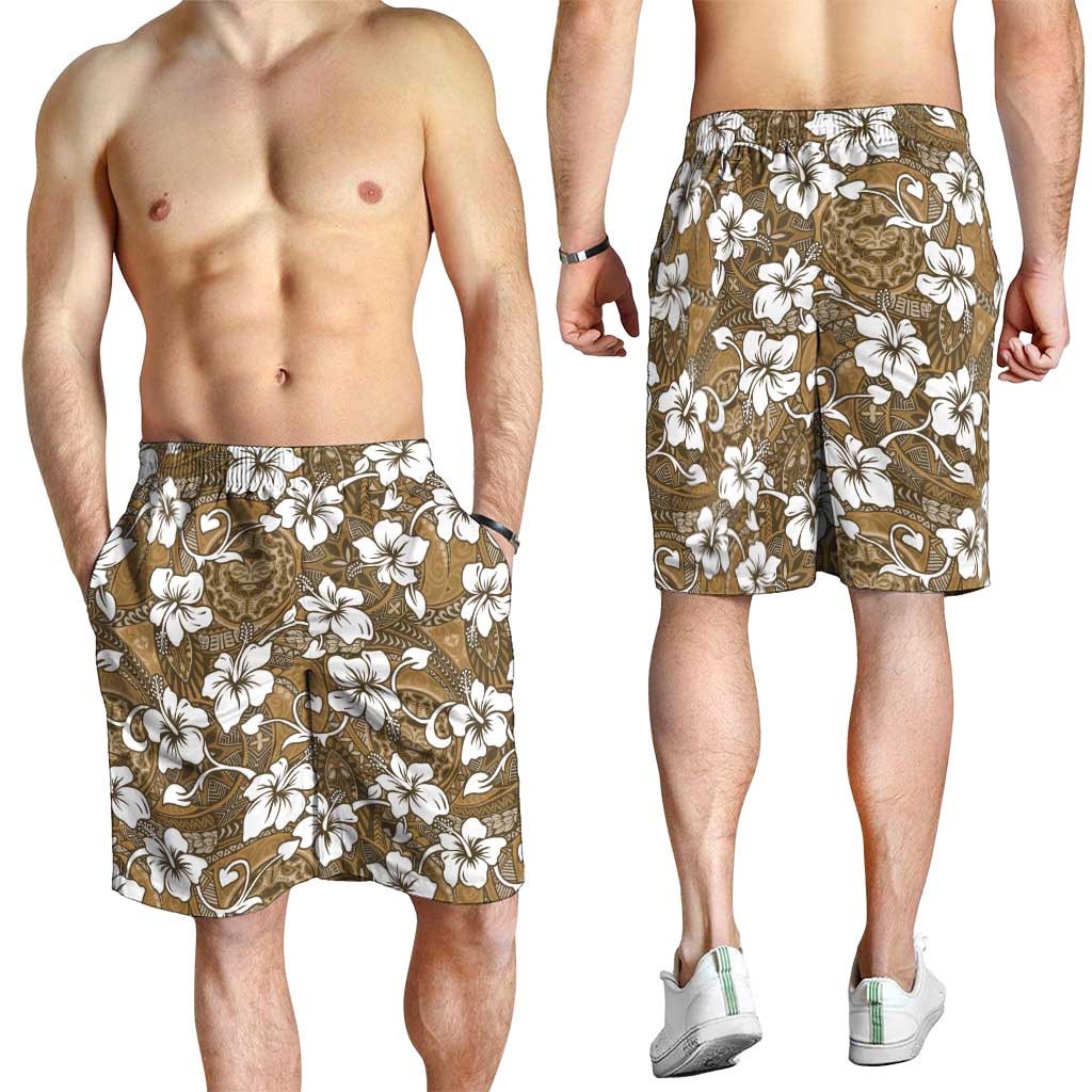 Kuvui Bula Fiji Shorts for Men Fijian Tapa Seamless Hibiscus - Polynesian Pride