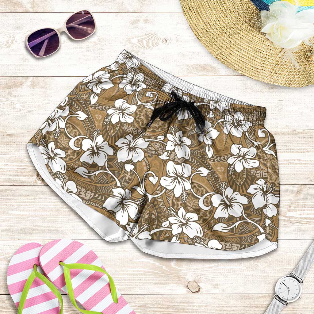 Kuvui Bula Fiji Shorts for Women Fijian Tapa Seamless Hibiscus - Polynesian Pride