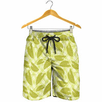 Lime Green Hawaii Kalo Palaka Motifs Shorts for Men Hawaiian Taro Leaves Elegant Vibes