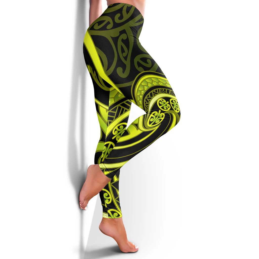 Lime Green New Zealand Mangopare Leggings Aotearoa Maori Koru Style LT14