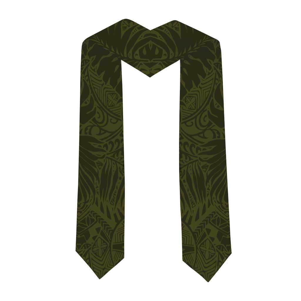 Lime Green Polynesia Graduation Stole Plumeria Tropical Leaves With Galaxy Polynesian Art LT14 - Polynesian Pride