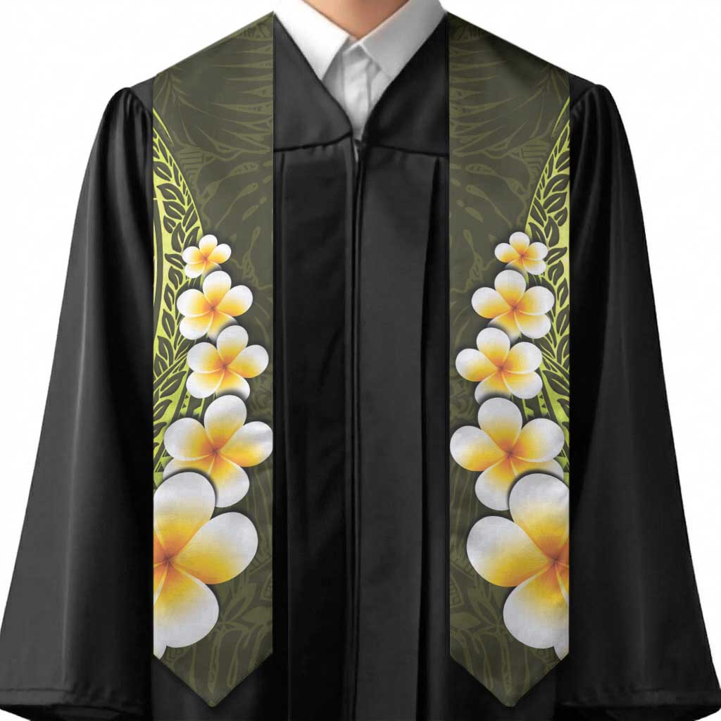 Lime Green Polynesia Graduation Stole Plumeria Tropical Leaves With Galaxy Polynesian Art LT14 - Polynesian Pride