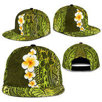 Lime Green Polynesia Snapback Cap Plumeria Tropical Leaves With Galaxy Polynesian Art - Polynesian Pride