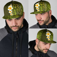 Lime Green Polynesia Snapback Cap Plumeria Tropical Leaves With Galaxy Polynesian Art - Polynesian Pride