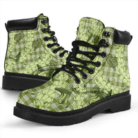 Lime Palaka Hawaii Cowboy All Season Boots Puakenikeni Lei Paniolo Papale Seamless Vibes - Polynesian Pride