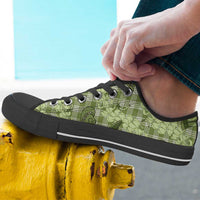 Lime Palaka Hawaii Cowboy Low Top Shoes Puakenikeni Lei Paniolo Papale Seamless Vibes - Polynesian Pride