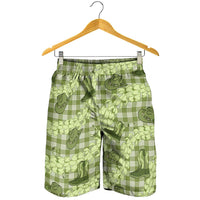 Lime Palaka Hawaii Cowboy Shorts for Men Puakenikeni Lei Paniolo Papale Seamless Vibes - Polynesian Pride