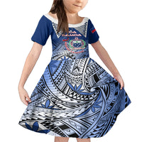 Custom Samoa Rugby Family Matching Mermaid Dress and Hawaiian Shirt Toa Samoa Myriad Patterns LT01 Daughter's Dress Blue - Polynesian Pride