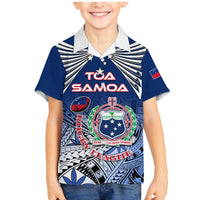 Custom Samoa Rugby Family Matching Mermaid Dress and Hawaiian Shirt Toa Samoa Myriad Patterns LT01 Son's Shirt Blue - Polynesian Pride