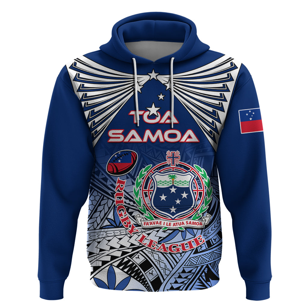 Custom Samoa Rugby Hoodie Toa Samoa Myriad Patterns LT01 Pullover Hoodie Blue - Polynesian Pride