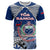 Custom Samoa Rugby T Shirt Toa Samoa Myriad Patterns LT01 Blue - Polynesian Pride