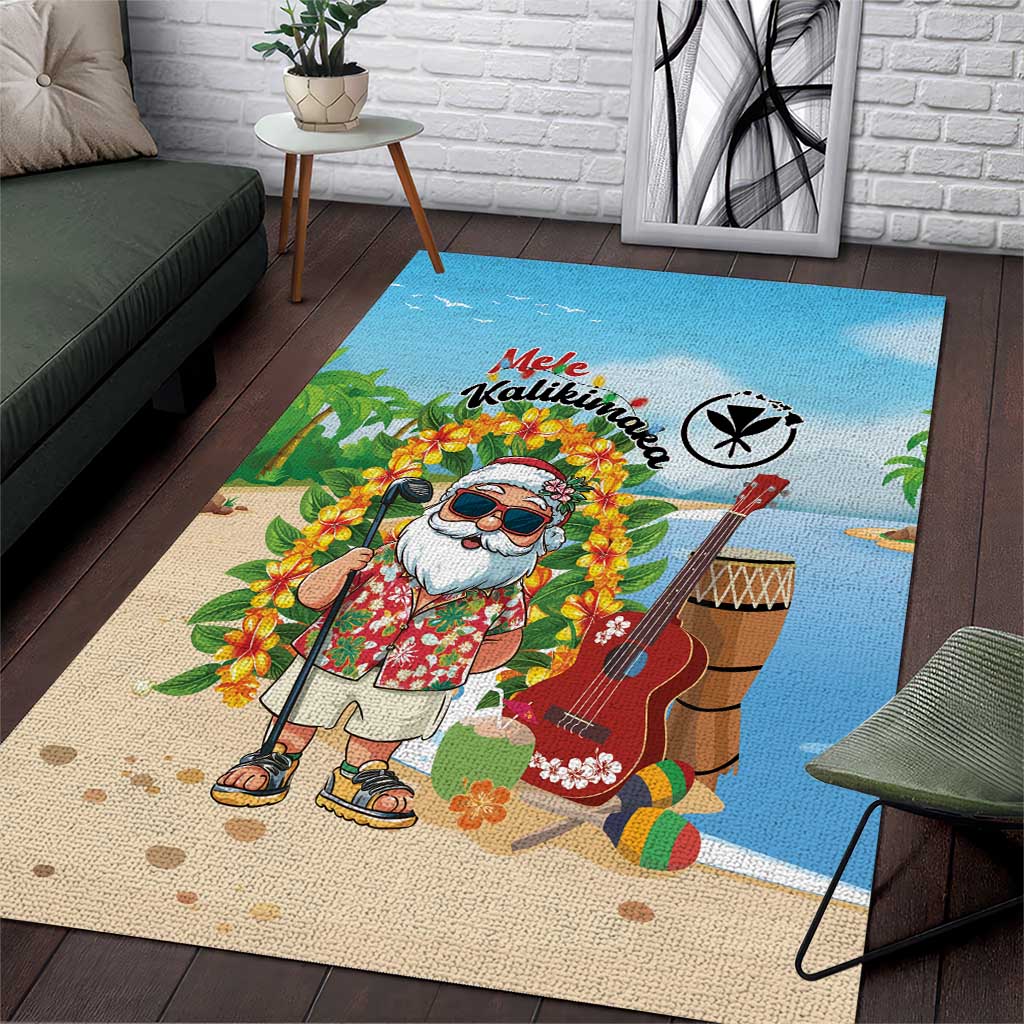 Hawaii Golf Christmas Area Rug Mele Kalikimaka Funny Golfer Santa - Polynesian Pride