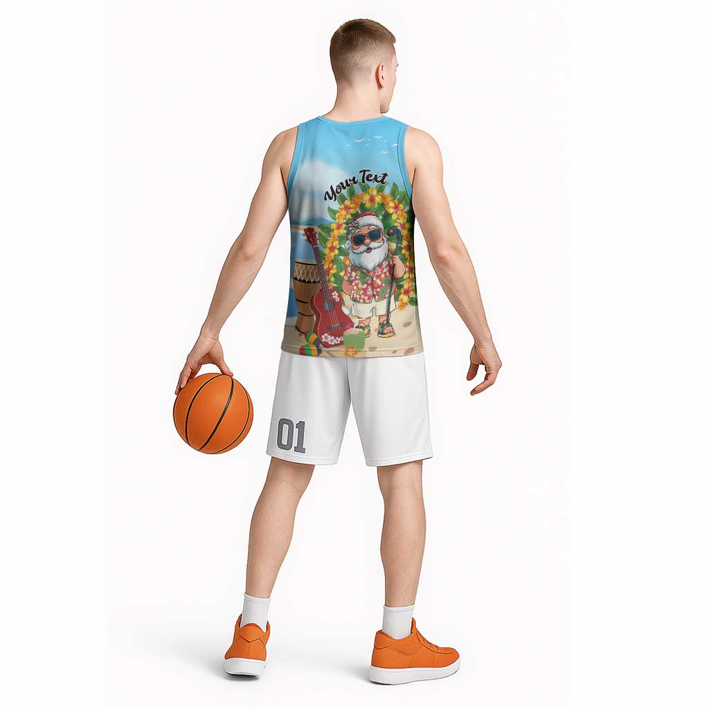 Personalized Hawaii Golf Christmas Basketball Jersey Mele Kalikimaka Funny Golfer Santa - Polynesian Pride