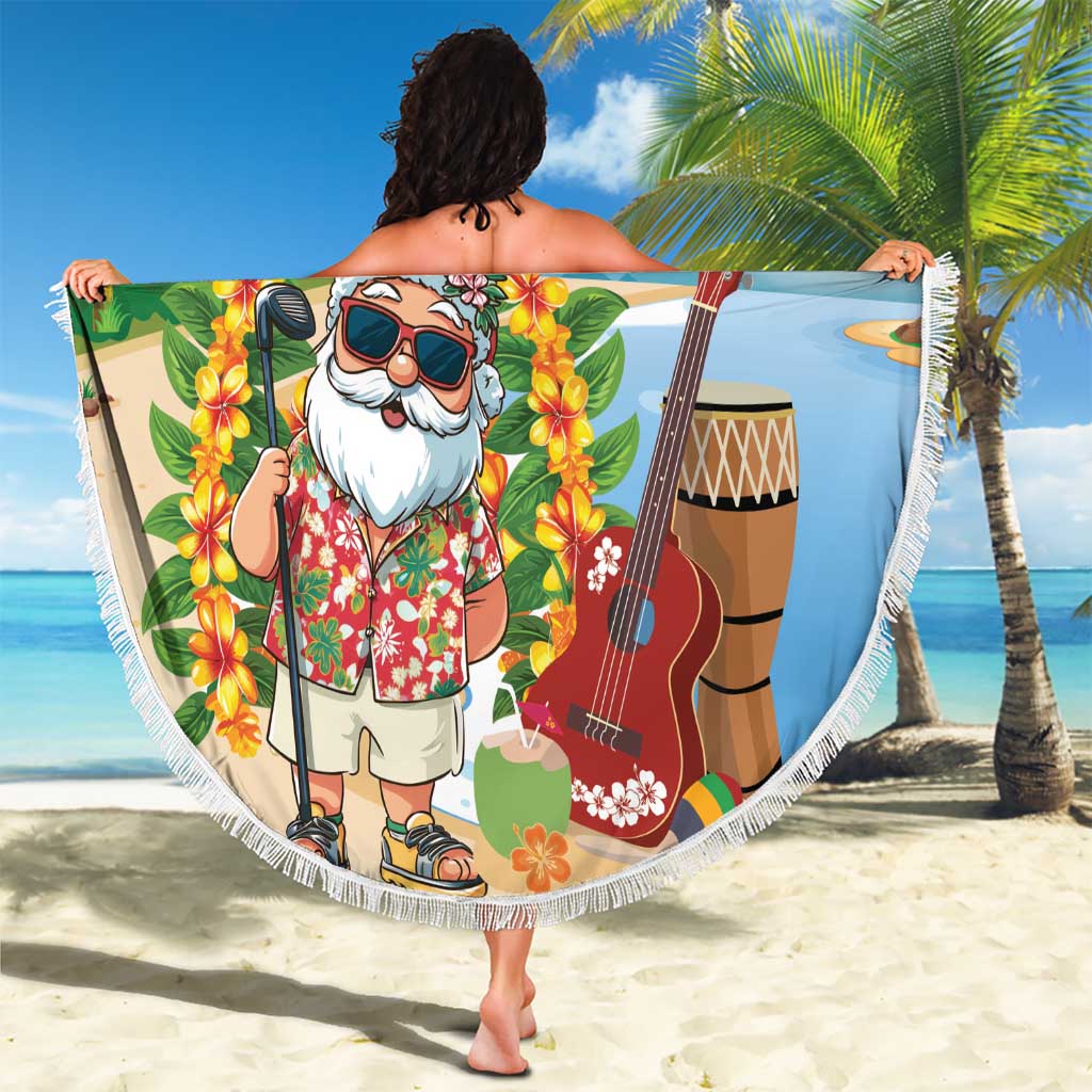 Hawaii Golf Christmas Beach Blanket Mele Kalikimaka Funny Golfer Santa - Polynesian Pride