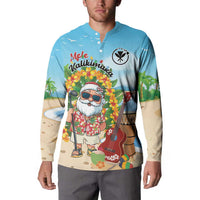 Personalized Hawaii Golf Christmas Button Sweatshirt Mele Kalikimaka Funny Golfer Santa - Polynesian Pride