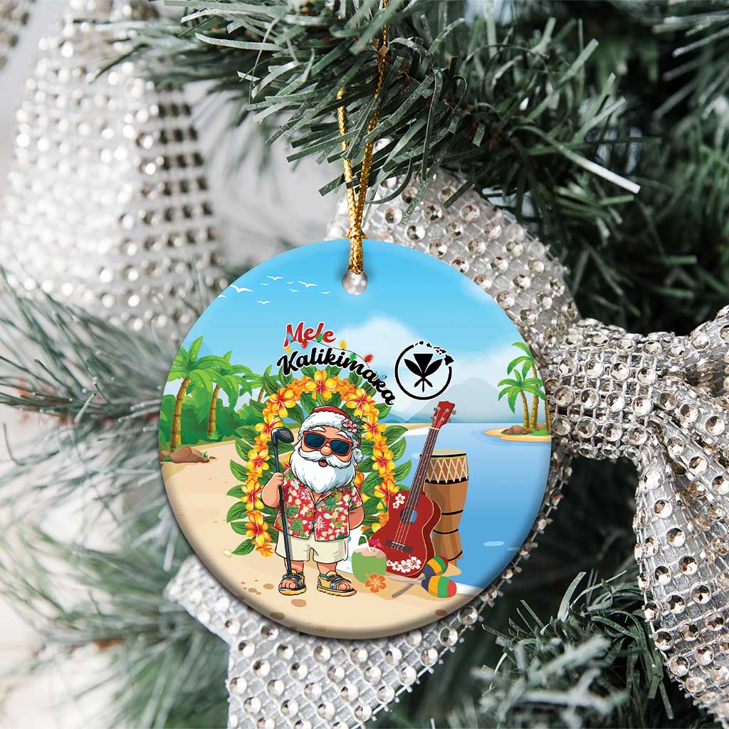 Hawaii Golf Christmas Ceramic Ornament Mele Kalikimaka Funny Golfer Santa - Polynesian Pride