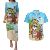 Personalized Hawaii Golf Christmas Couples Matching Puletasi and Hawaiian Shirt Mele Kalikimaka Funny Golfer Santa - Polynesian Pride