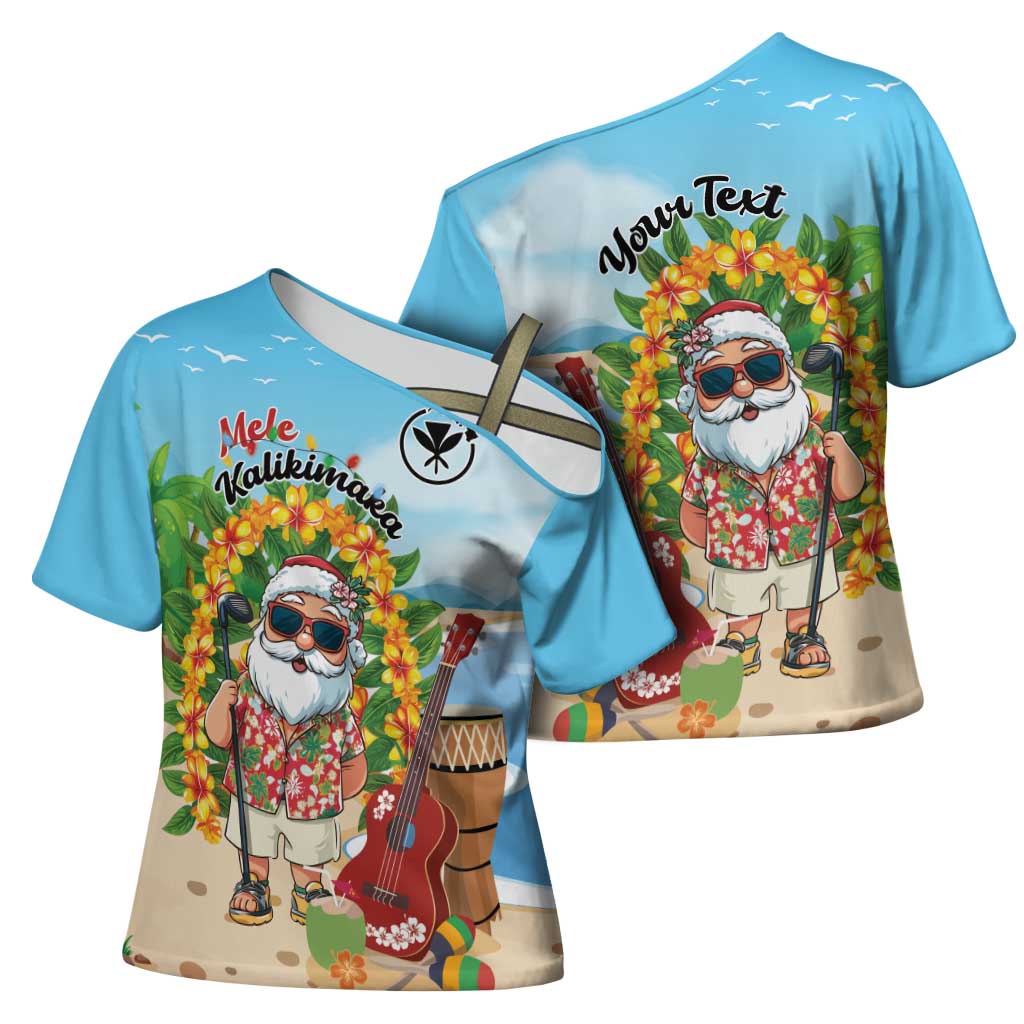 Personalized Hawaii Golf Christmas Cross Shoulder Shirt Mele Kalikimaka Funny Golfer Santa - Polynesian Pride