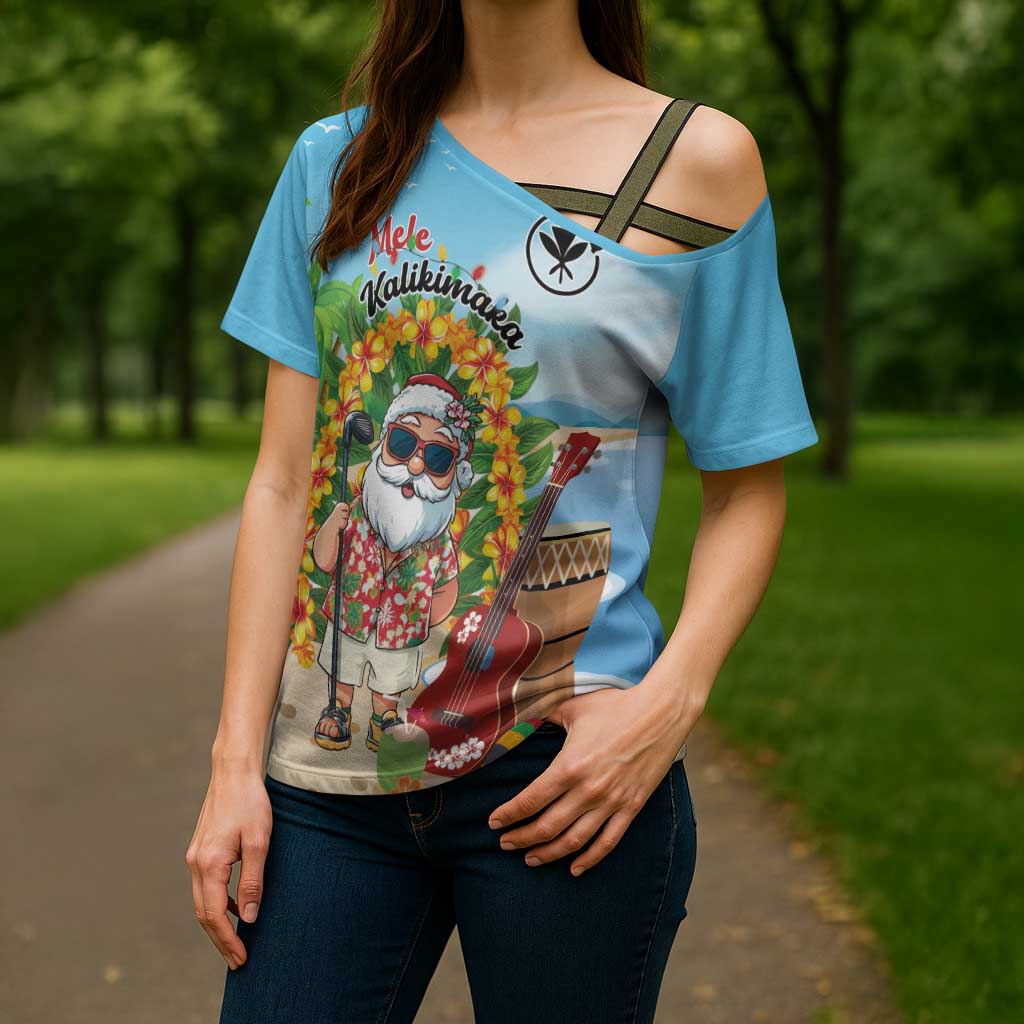 Personalized Hawaii Golf Christmas Cross Shoulder Shirt Mele Kalikimaka Funny Golfer Santa - Polynesian Pride