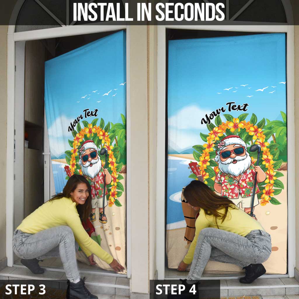 Personalized Hawaii Golf Christmas Door Cover Mele Kalikimaka Funny Golfer Santa - Polynesian Pride