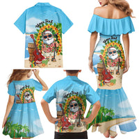 Personalized Hawaii Golf Christmas Family Matching Mermaid Dress and Hawaiian Shirt Mele Kalikimaka Funny Golfer Santa - Polynesian Pride