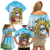 Personalized Hawaii Golf Christmas Family Matching Off Shoulder Short Dress and Hawaiian Shirt Mele Kalikimaka Funny Golfer Santa - Polynesian Pride