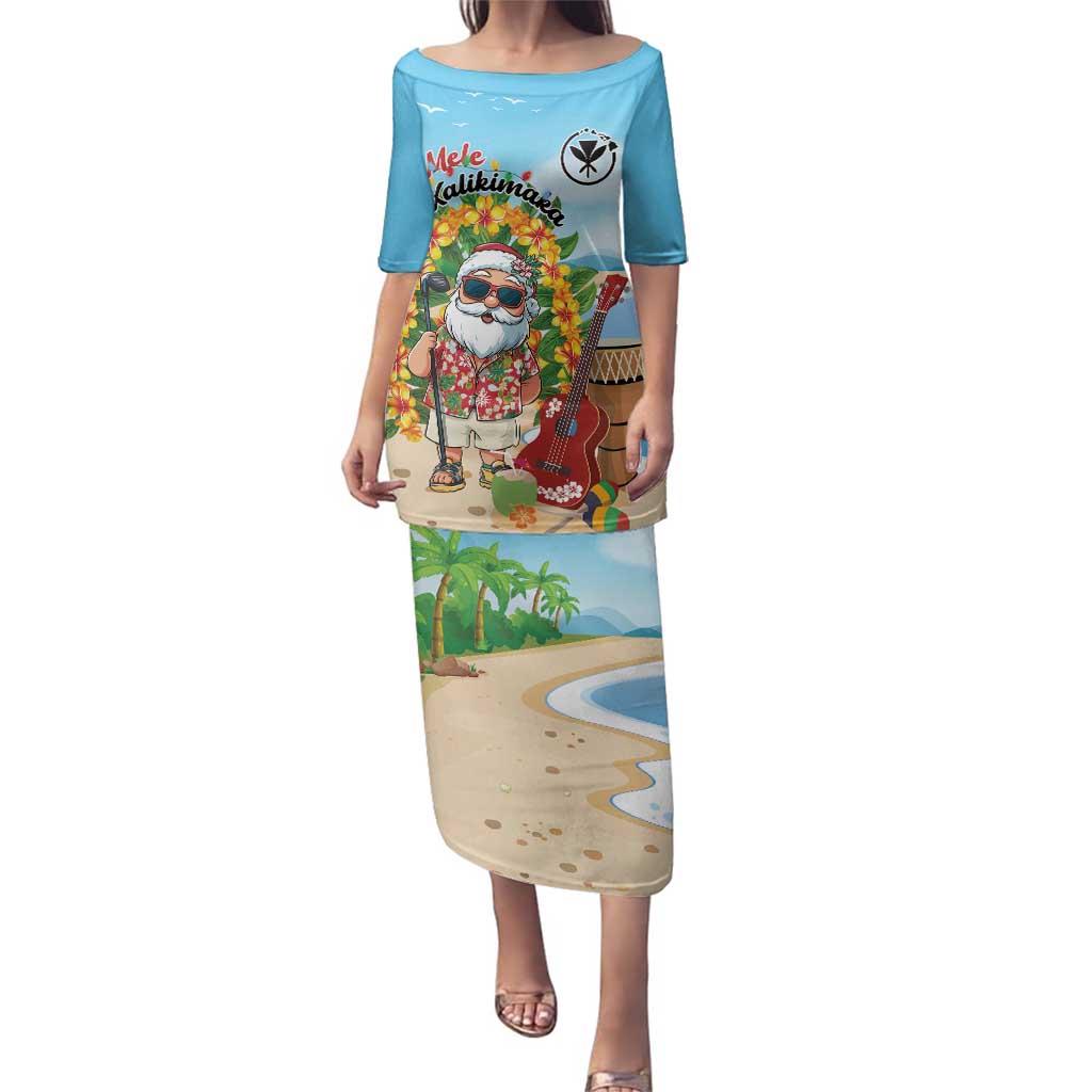 Personalized Hawaii Golf Christmas Family Matching Puletasi and Hawaiian Shirt Mele Kalikimaka Funny Golfer Santa - Polynesian Pride