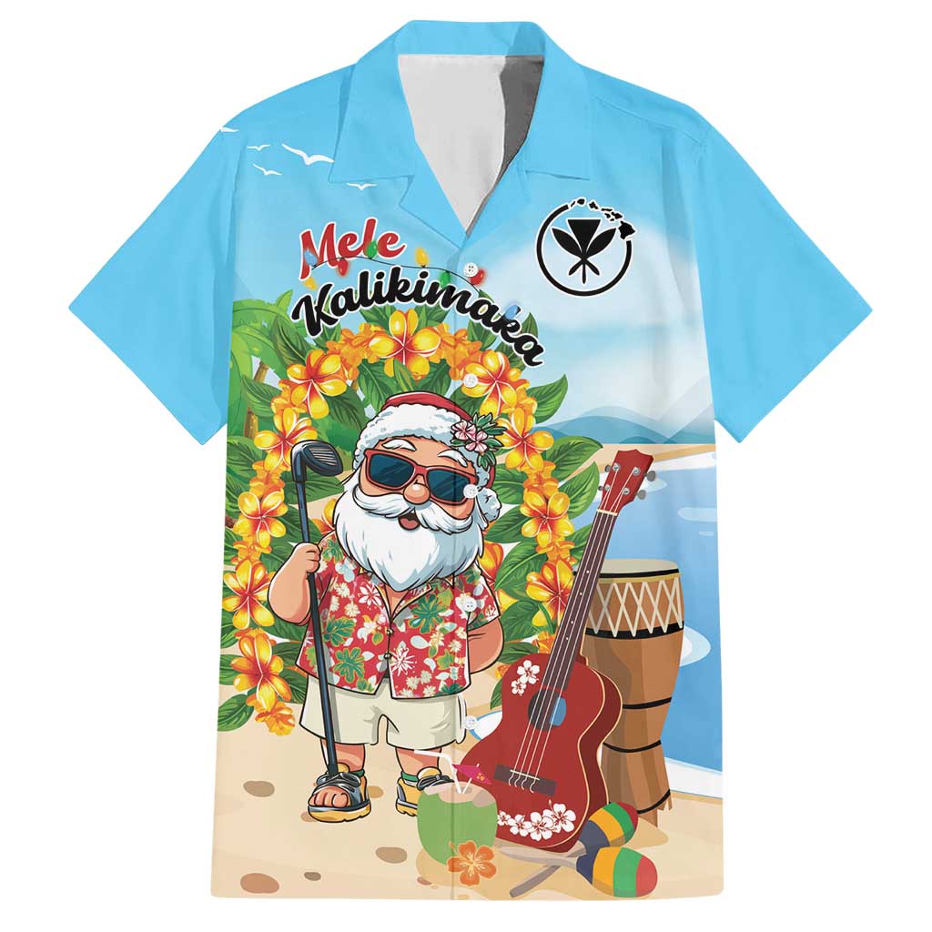 Personalized Hawaii Golf Christmas Family Matching Short Sleeve Bodycon Dress and Hawaiian Shirt Mele Kalikimaka Funny Golfer Santa - Polynesian Pride