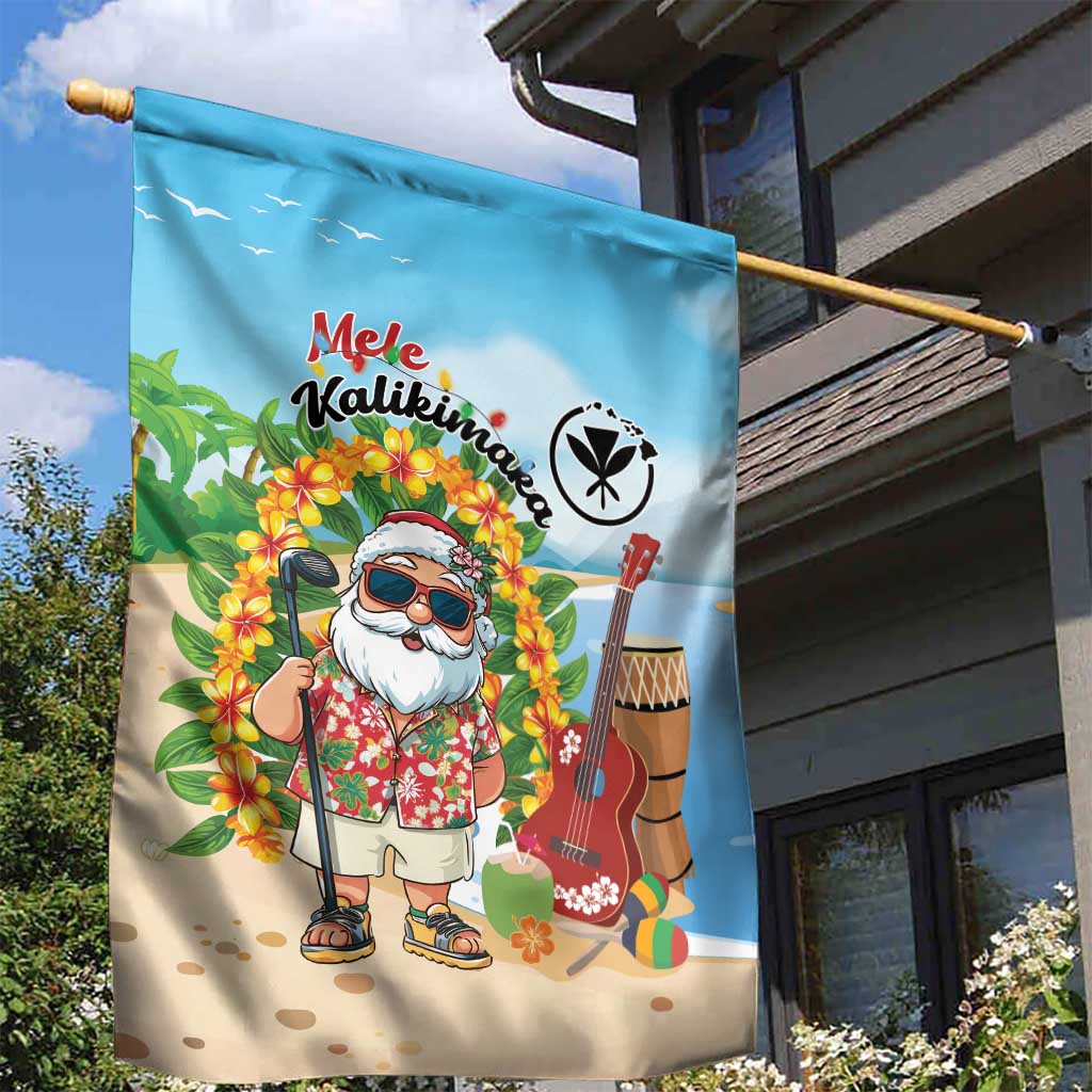 Hawaii Golf Christmas Garden Flag Mele Kalikimaka Funny Golfer Santa - Polynesian Pride