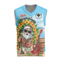 Personalized Hawaii Golf Christmas Knitted V-Neck Vest Mele Kalikimaka Funny Golfer Santa - Polynesian Pride