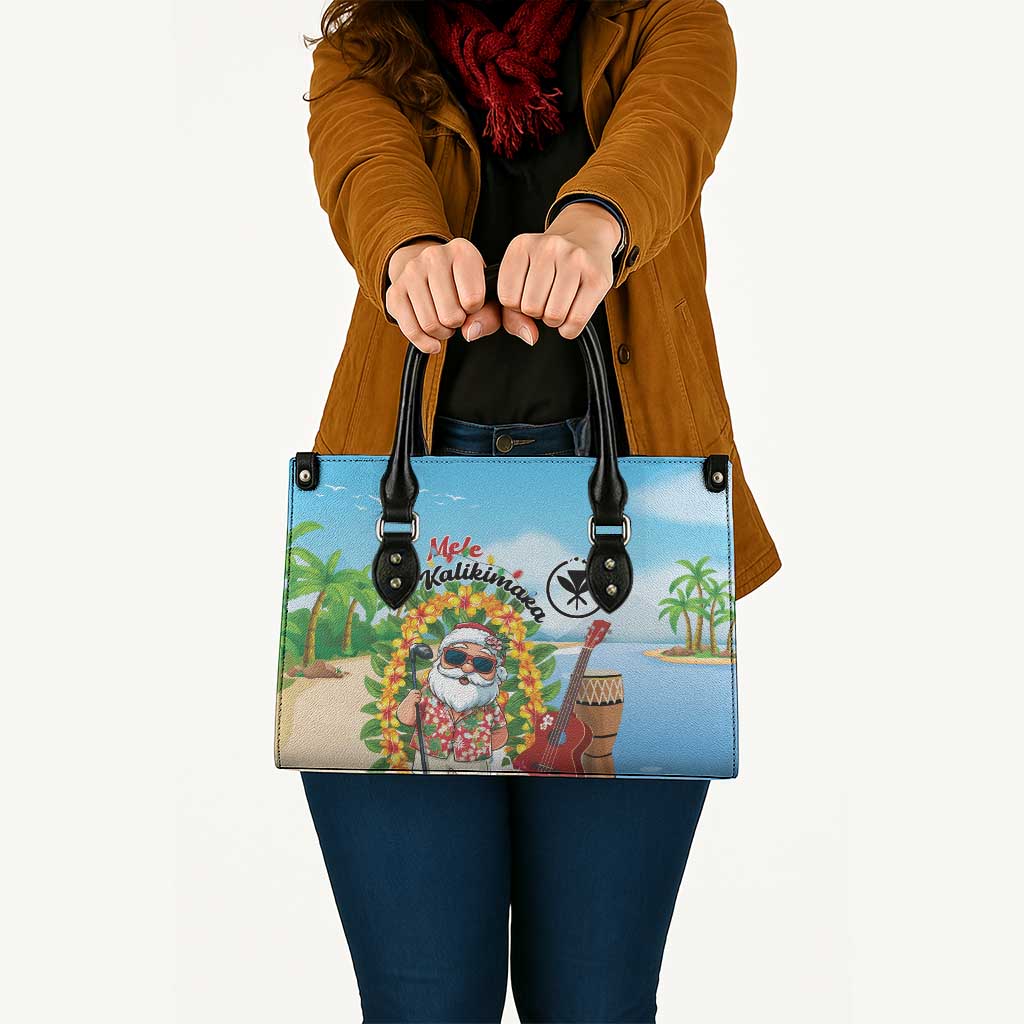 Hawaii Golf Christmas Leather Bag Mele Kalikimaka Funny Golfer Santa - Polynesian Pride