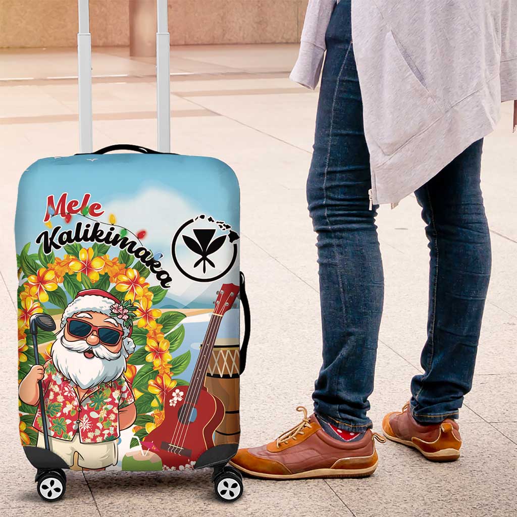 Hawaii Golf Christmas Luggage Cover Mele Kalikimaka Funny Golfer Santa - Polynesian Pride