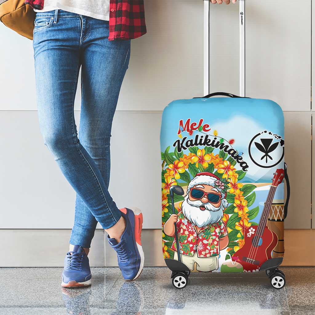 Hawaii Golf Christmas Luggage Cover Mele Kalikimaka Funny Golfer Santa - Polynesian Pride